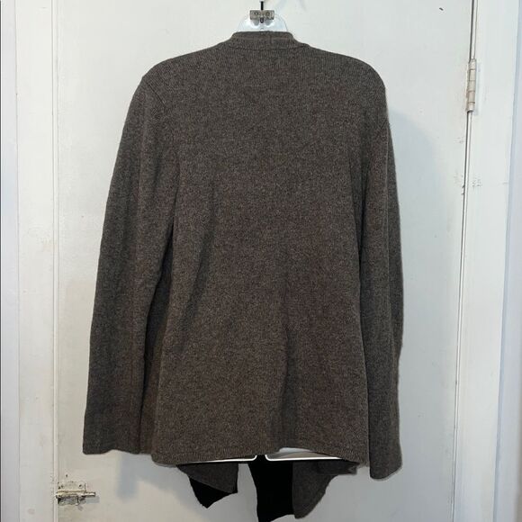 EILEEN FISHER Brown and Black Yak and Merino Wool Blend Wrap Cardigan-L - Picture 5 of 9